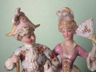 Sitzendorf Antique Courting Pair Porcelain Hand Painted Figurine Signed,  1880s 9