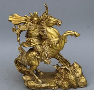 China Brass Carved Guan Gong /guan Yu Riding Horse Statue