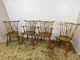 2 Left Vintage Thomasville 18c Windsor Style Maple Brace Back Dining Chair