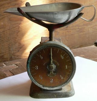 Vintage Pelouze Brass Dial 4 Pound Scale