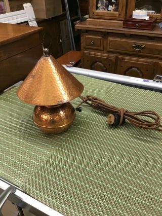 Arts And Crafts Hammered Copper Ball Lamp