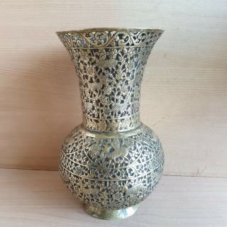 41 Old Antique Islamic / Ottoman / Persian Copper Bronze Vase Animals Engraving 4
