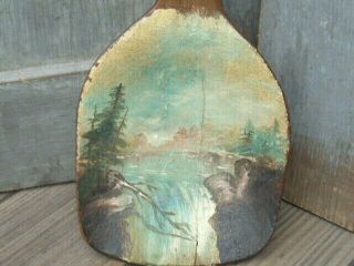 Antique Painted Folk Art Primitive Wooden Dough Bowl Butter Paddle Treen AAFA 2