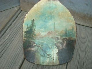 Antique Painted Folk Art Primitive Wooden Dough Bowl Butter Paddle Treen AAFA 3