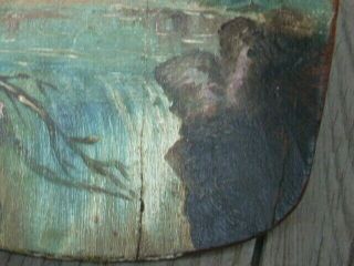 Antique Painted Folk Art Primitive Wooden Dough Bowl Butter Paddle Treen AAFA 9