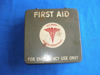 Wwii/korea Metal Jeep First Aid Case