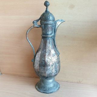 40 Old Rare Antique Islamic / Ottoman / Persian Carved Pot Arabic Dallah Copper 5