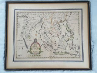 C.  1701 Sutton Nicholls Hand - Coloured Map Of The East Indies Asia