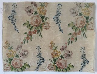 Rare 18th.  C.  French Floral Woven Silk Brocade Fabric (2661)