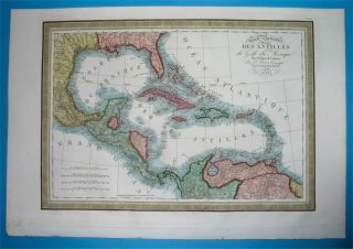 1835 Rare Map Texas In Mexico Central America Cuba Florida Antilles