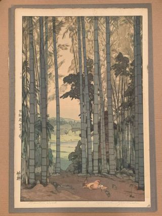 Hiroshi Yoshida Woodblock Print Bamboo Wood W/jizuri Seal
