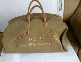 Rare Korean War Era 1954 Dated Soldiers Bag " Carrying Case "