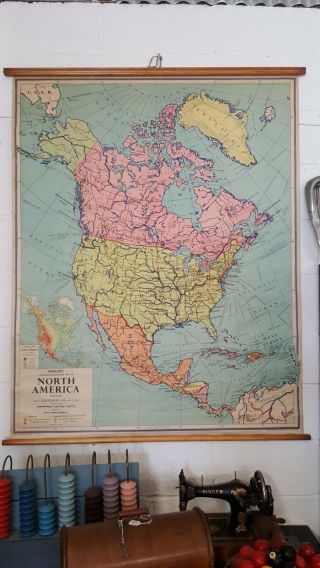 Large Vintage Map Of North America