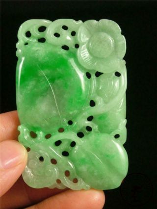 Jadeite Emerald Jade Pendant Netsuke Peach,  Flower,  Ruyi Auspicious