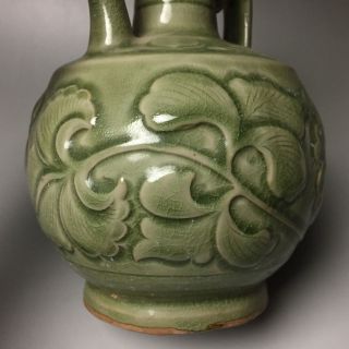 Rare Chinese porcelain Yaozhou kiln green glaze flower design pot 10