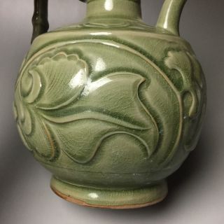 Rare Chinese porcelain Yaozhou kiln green glaze flower design pot 11