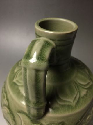 Rare Chinese porcelain Yaozhou kiln green glaze flower design pot 6
