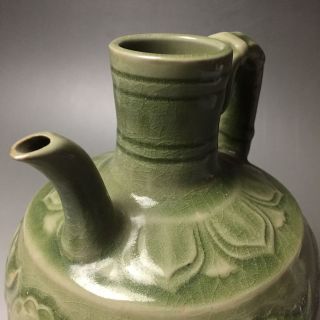 Rare Chinese porcelain Yaozhou kiln green glaze flower design pot 7