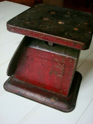 VINTAGE American Family SCALE Kitchen Counter 25 LBS Ounces Old Red METAL 6