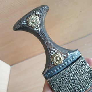 25 Old Antique Islamic Yemeni Silver Plated Dagger Jambiya Khanjar Kindjal 5