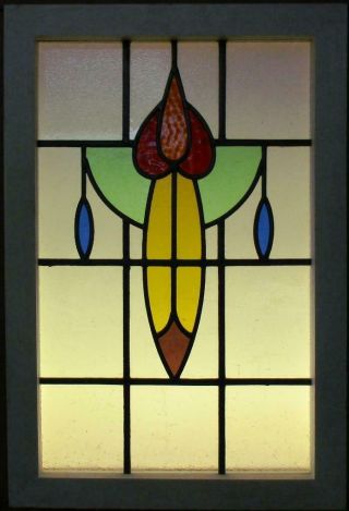 MIDSIZE OLD ENGLISH LEADED STAINED GLASS WINDOW Pretty Abstract 19.  75 