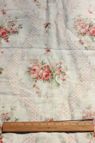 French Antique Roses & Baskets Frame Home Cotton Fabric Yardage Warp Print 3y21 "