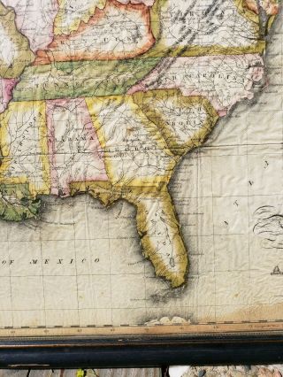 Engraved Hand Colored U.  S.  Map Circa 1822 - 1837 J.  War.  Jr.  Engaver Philadelphia 5