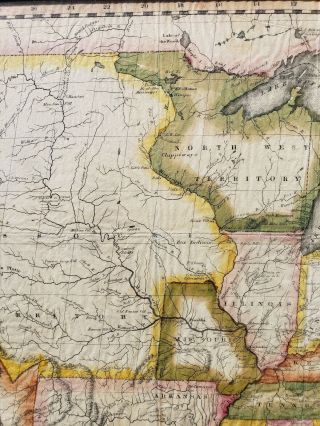 Engraved Hand Colored U.  S.  Map Circa 1822 - 1837 J.  War.  Jr.  Engaver Philadelphia 7