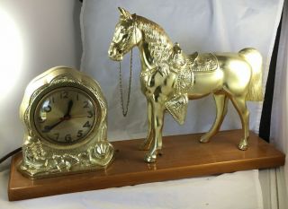 Vintage Brass Horse Clock 2