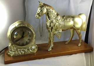 Vintage Brass Horse Clock 4
