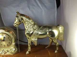 Vintage Brass Horse Clock 7