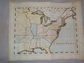 Rare 1846 Hand Drawn & Coloured Map Of North America By Thomas Gardner - States