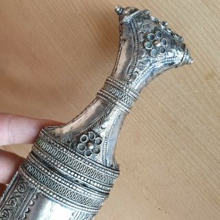 23 Old Rare Antique Islamic Yemeni Silver Carved Dagger Jambiya Khanjar 2
