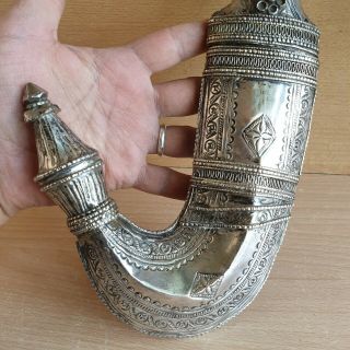 23 Old Rare Antique Islamic Yemeni Silver Carved Dagger Jambiya Khanjar 3
