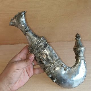 23 Old Rare Antique Islamic Yemeni Silver Carved Dagger Jambiya Khanjar 9