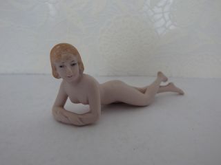 3 Art Deco German Porcelain Nude Bathing Beauties Half Doll rel.  Figurine. 6