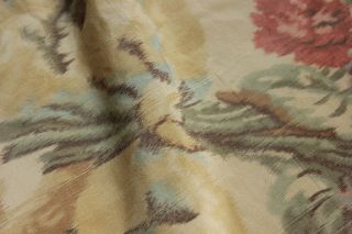 Antique Curtain chine silk warp French printed floral with trim 1900 old drape 5