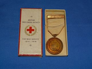 Wwi British Medal,  Red Cross Society For War Service 1914 - 1918 (256)