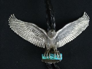 Rare Native American Sterling Silver & Turquoise Eagle Necklace C1977 R Muench