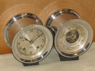 Chelsea Vintage Ships Bell Clock/barometer Set 1959 Restored