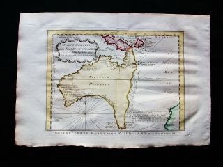 1747 Bellin & Schley - Rare Map: Australia,  Sydney Guinea Oceania Zealand