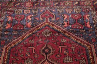 Orientral Hamadan Wool Hand - Knotted Geometric One - of - a - Kind Persian Area Rug 5x7 12