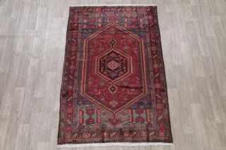 Orientral Hamadan Wool Hand - Knotted Geometric One - of - a - Kind Persian Area Rug 5x7 2