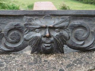 19thc Gothc Oak Carved Green Man Pediment