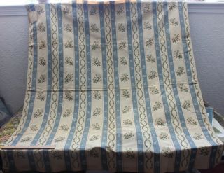 Antique French c1880 Blue Floral Silk Brocade Textile Fabric Yardage 55 