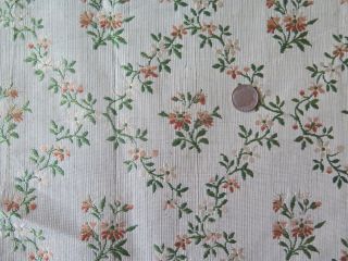 French Antqiue 18thc 1770 Green & Peach Silk Brocade Fabric L - 40 " X W - 18