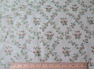 French Antqiue 18thC 1770 Green & Peach Silk Brocade Fabric L - 40 