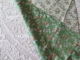 French Antqiue 18thC 1770 Green & Peach Silk Brocade Fabric L - 40 
