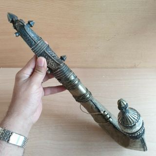 20 Old Rare Antique Islamic Yemeni Carved Dagger Jambiya Khanjar Silver Handle 5