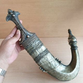 20 Old Rare Antique Islamic Yemeni Carved Dagger Jambiya Khanjar Silver Handle 6